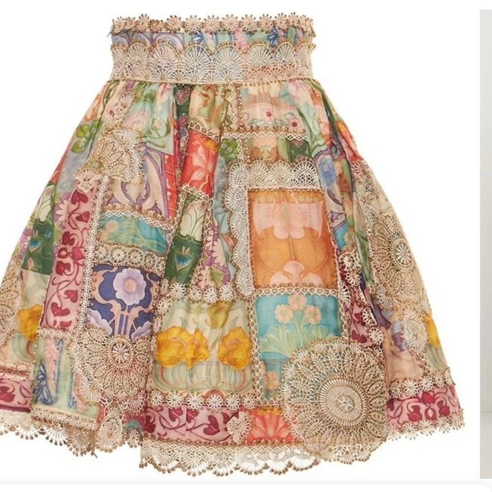 NWT Zimmermann linen-blend Cosmic Zodiac Dooley skirt size 0 /RARE COLLECTIBLE - Picture 6 of 9